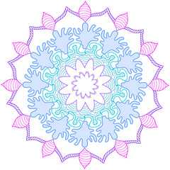 Vector illustration of an ornamental rounded mandala pattern isolated on a white background.
