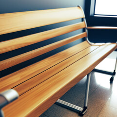 An image of AI Generative of Empty bench in the waiting room. Selective focus. Toned.