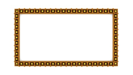 theater movie gold gem glitter frames sign retro on white background. 3d rendering