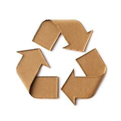 Cardboard Recycling Symbol on White Background: Eco-Friendly Arrows for Recycling Campaign, generative AI