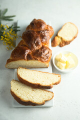 Homemade bread served with butter