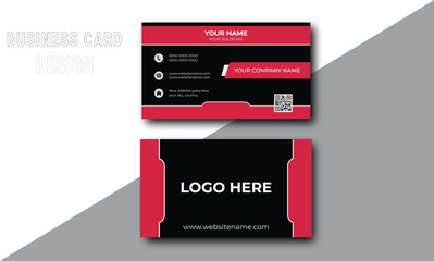 Modern and simple business card design with red color professional business card design .Personal visiting card with company logo.