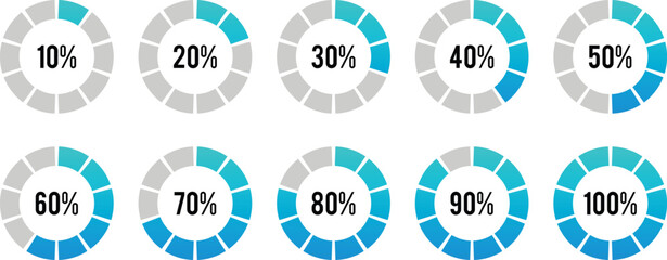Round Percentage Progress Bar. Loading Circle Indicator Status
