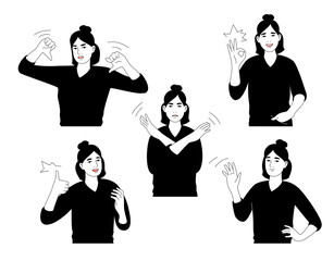 Woman With Different Gestures