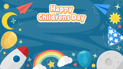 Fototapeta premium Happy childrens day celebration. Banner background
