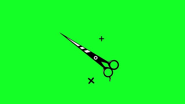 scissors green screen barbershop comb scissors lights berber shop icon animation