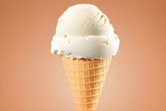 Ice cream cone on a beige background ai generative