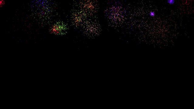 HD footage of multicolored fireworks during a celebration in a dark sky
