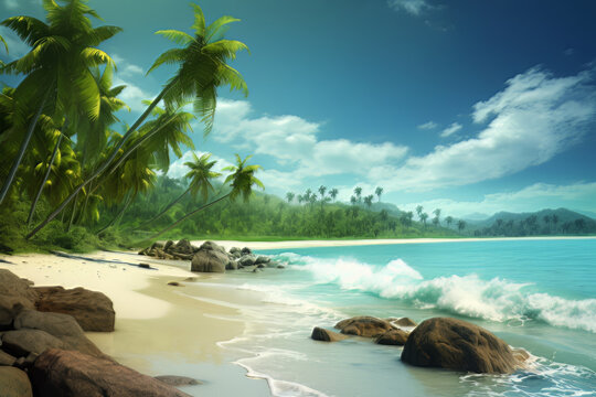 Ai generated illustration of tropical beach