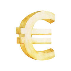 Obraz premium Golden Euro. Watercolor illustration.