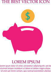 Piggy bank vector icon eps 10. Save money simple isolated sign symbol