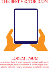 Tablet vector icon eps 10. Hands holding tablet simple isolated sign symbol