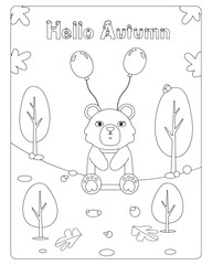 Autumn Coloring Pages for Kids, Autumn Coloring pages, kids Coloring pages, Animals, flower, Nature, black and white Coloring pages.
