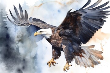 Create a watercolour  painting  of  a  majestic  eagle.