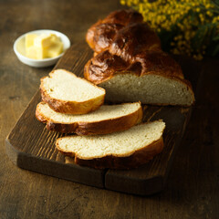 Homemade bread served with butter