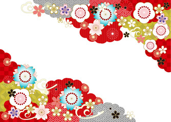 背景, 年賀状, 和風, 和柄, 梅, お正月, 新年, テンプレート, 干支, 成人式, 七五三, 2024, 辰年, 友禅, 着物, イラスト, ベクター, 桜, フレーム, 飾り枠, デザイン, デコレーション, 模様, 花,日本