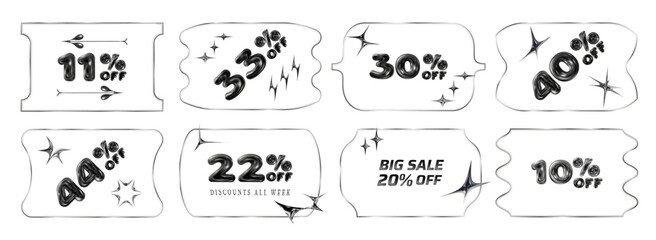 Obraz premium Y2K-inspired transparent frame with a modern brutalist design for Black Friday and Cyber Monday sales. Shapes for banners or labels. Clear glass and mirror effect add depth. Ideal for any promotion