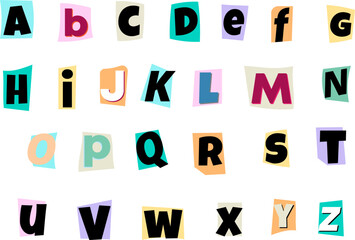 Vector Letter Cutout Newspaper and Magazine Characters: Creative Typography