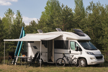a vacation trip in a motorhome, a rest in a van