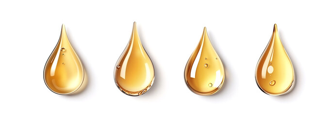 Oil drops. Serum droplet with air bubbles. Skincare gold drops