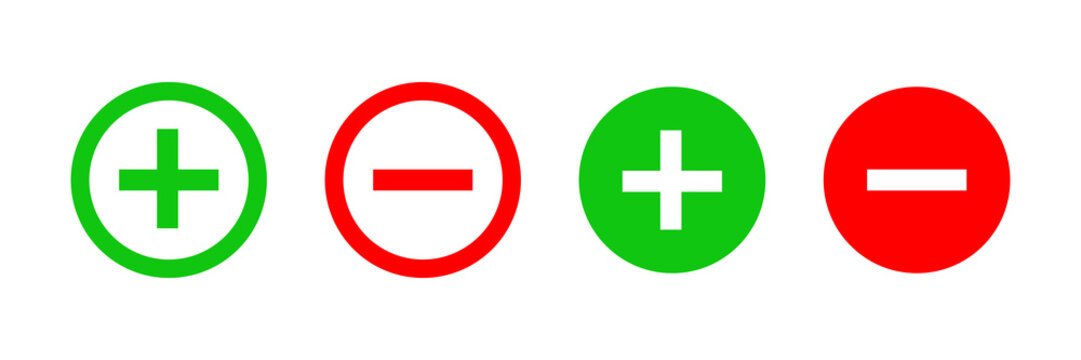 Plus minus icon set. Math calculator signs