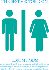 Lady and man toilet sign vector icon eps 10. Restroom symbol. Simple isolated illustration.