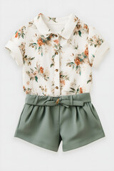Chic Mayoral Blouse and Shorts Set: Embroidered Satin Stitch with Delicate Details