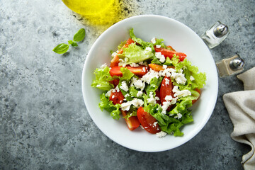 Healthy vegetable salad with Feta cheese