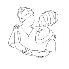 Abstract portrait of young African woman in minimalistic modern style. Line drawing. - Vector illustration