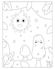 Autumn Coloring Pages for Kids, Autumn Coloring pages, kids Coloring pages, Animals, flower, Nature, black and white Coloring pages.