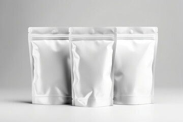 White Ziplock plastic bag mockup for storing coffee, candy, nuts, and spices, generative AI