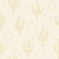 Seamless pattern vector summer cactus on desert for fashion fabric.