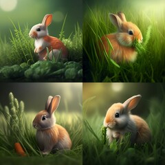 rabbits in the grass
