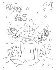 Autumn Coloring Pages for Kids, Autumn Coloring pages, kids Coloring pages, Animals, flower, Nature, black and white Coloring pages.