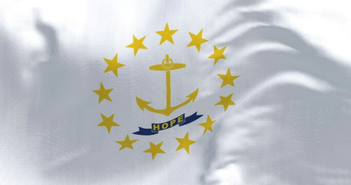 Seamless loop in slow motion of Rhode Island state flag waving
