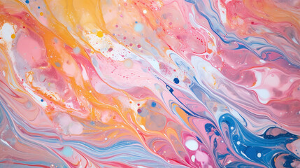 Fototapeta premium Watercolor of pastel ink colors. Colorful marble background, abstract paint slash pattern. AI generated marble wall with liquid colors blend and wave splash texture