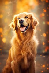 Golden Retriever cartoon wallpaper. Cute golden retriever dog. 