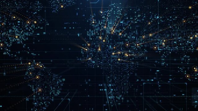 Earth map digital connection and social network. Global world communication data. Blockchain technology and database cryptocurrency concept. Business finance and crypto currency web 3.0 - Powered by Adobe