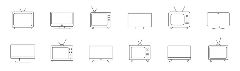 TV icon. Television vintage icons collection. TV, telly linear icon