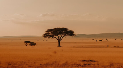 Fototapeta na wymiar Africa Landscape, Generative AI, Illustration
