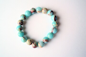 Variscite women bracelet on white background