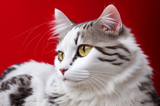 portrait of a cat with bow , cat , cute cat white , Ai generative 