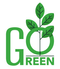 Go green slogan in creative geometric decoration