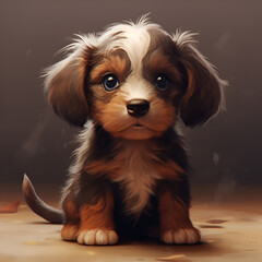 portrait of a little cute puppy, generated ai