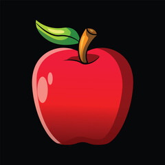 red apple on black