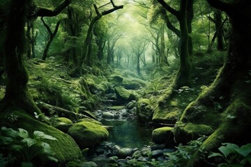 Fototapeta premium river in the forest made with generative ai