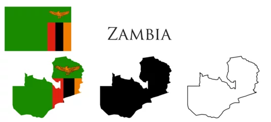 Foto op Aluminium Zambia Flag and map illustration vector © Borhan