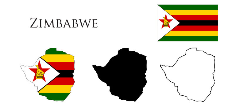 Zimbabwe Flag and map illustration vector