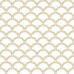 seamless fish scale  pattern, repeat  gold Japanese wave background ,png transparent.