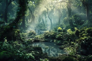 forest in the morning made with generative ai